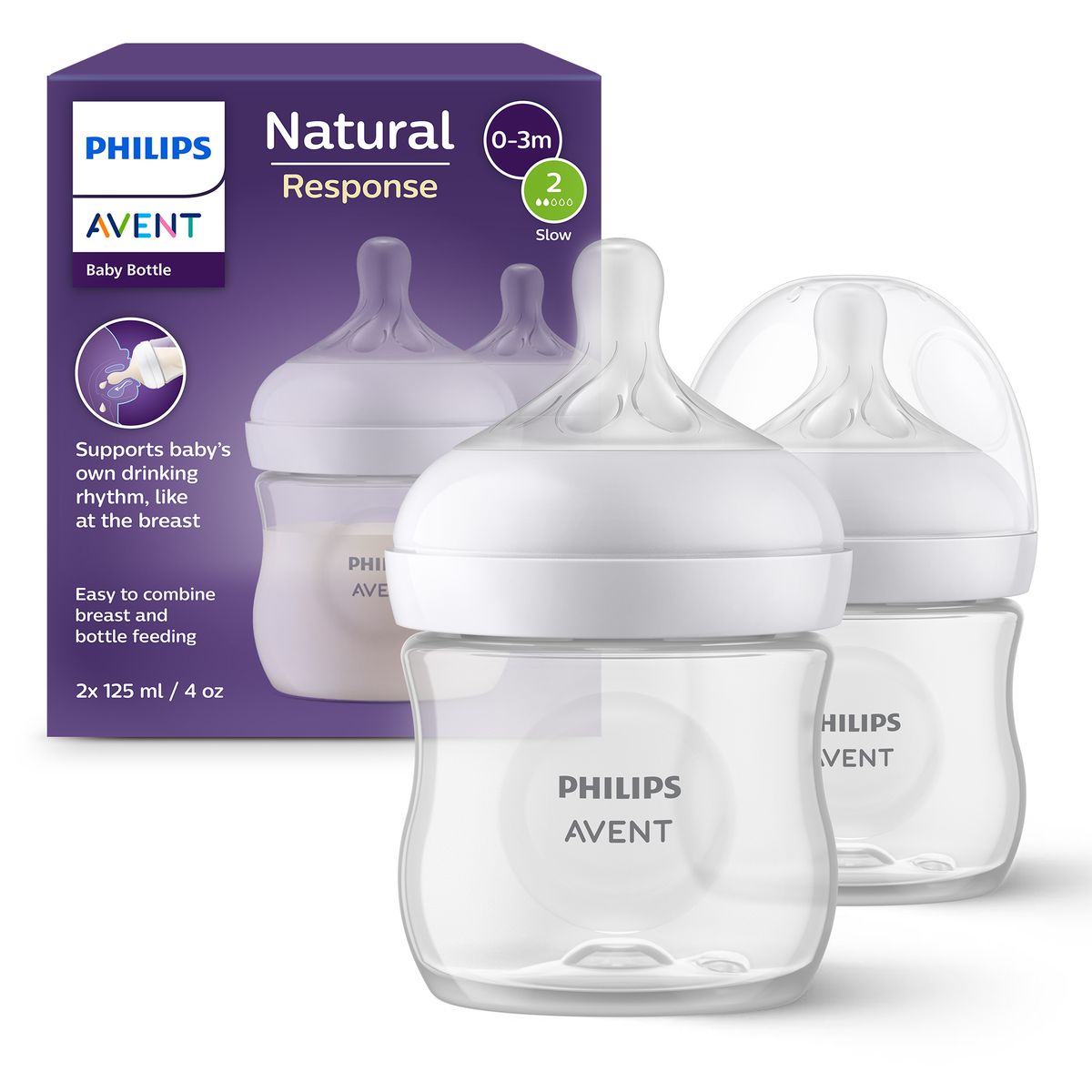 Philips Avent Natural Response, 2 Baby Bottles 4oz/125 ml with Slow Flow — by Seller — Baby & Kids — new product in South Africa