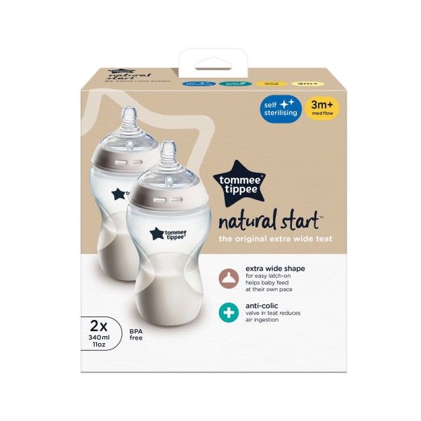 Tommee Tippee - Natural Start Baby Bottle - 340ml 2 Pack - Self Sterilising — by Seller — Baby & Kids — new product in South Africa