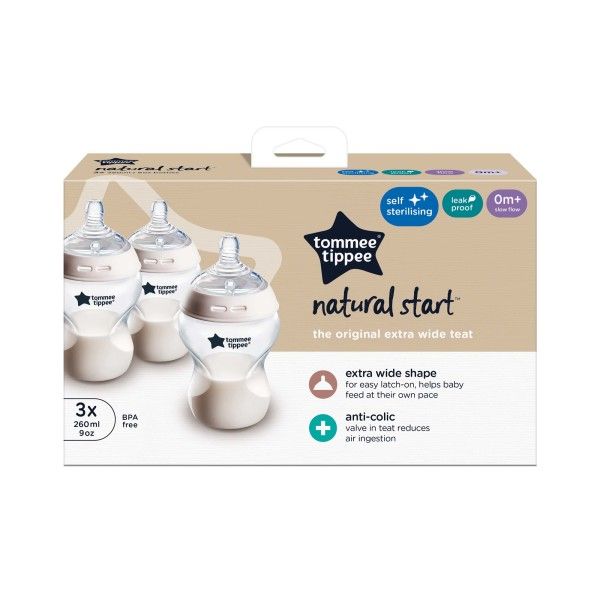 Tommee Tippee - Natural Start Baby Bottle 260ml 3 Pack - Self Sterilising — by Seller — Baby & Kids — new product in South Africa