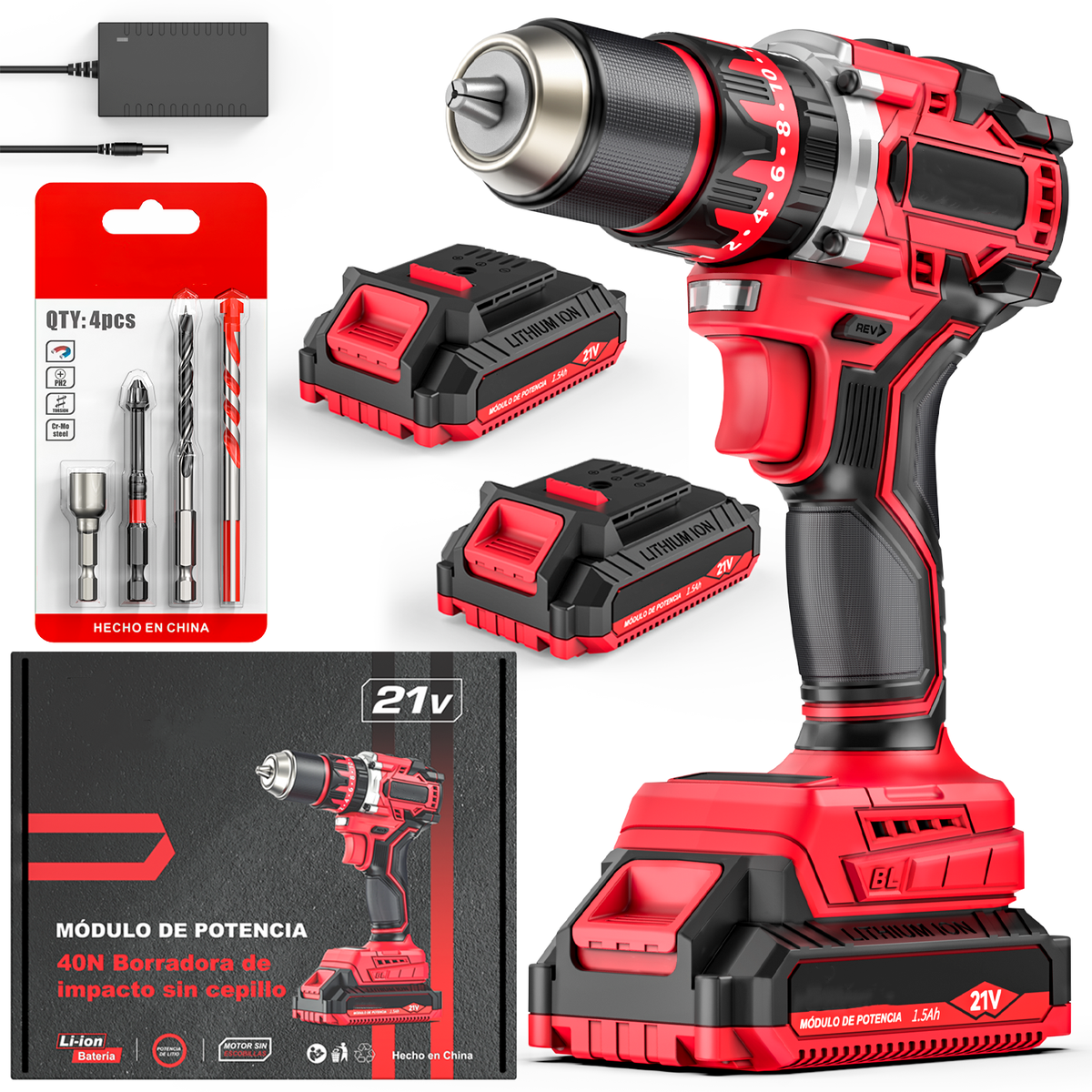 21V 40NM Cordless Drill Brushless Impact Drill Set — by Durban Living & Co — Tools & DIY — new product in South Africa