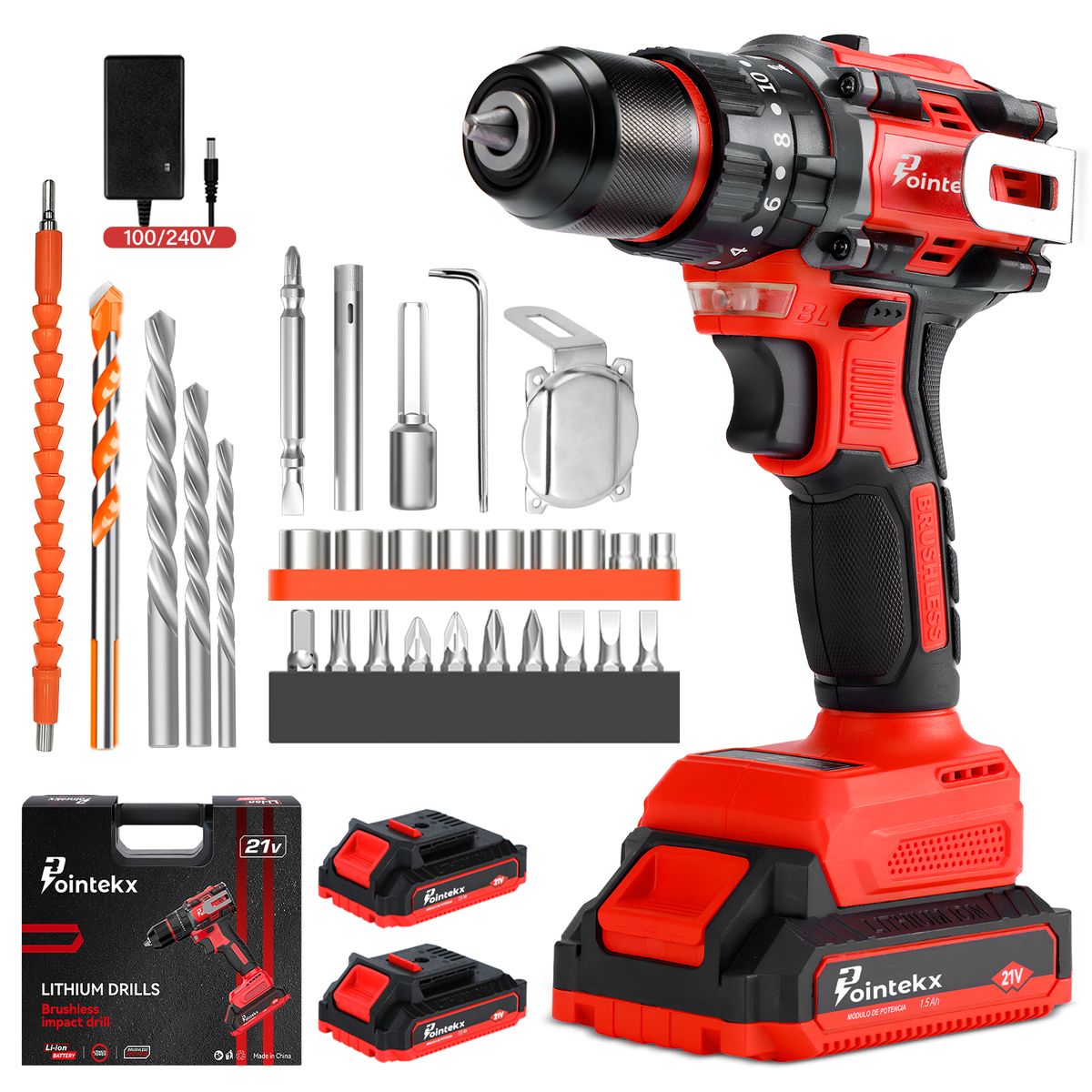 POINTEKX 55NM Brushless Cordless Drill Electric Impact Drill Set — by Durban Living & Co — Tools & DIY — new product in South Africa