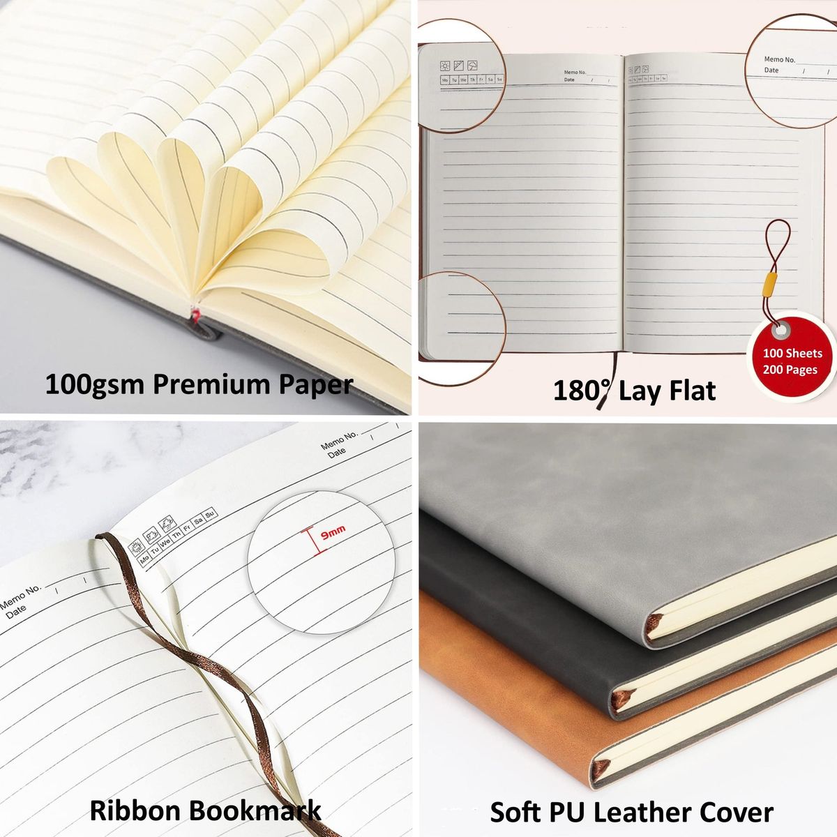 5 Pack PU Leather A5 Lined Journal Ruled Notebook — by Durban Living & Co — Office & Stationery — new product in South Africa
