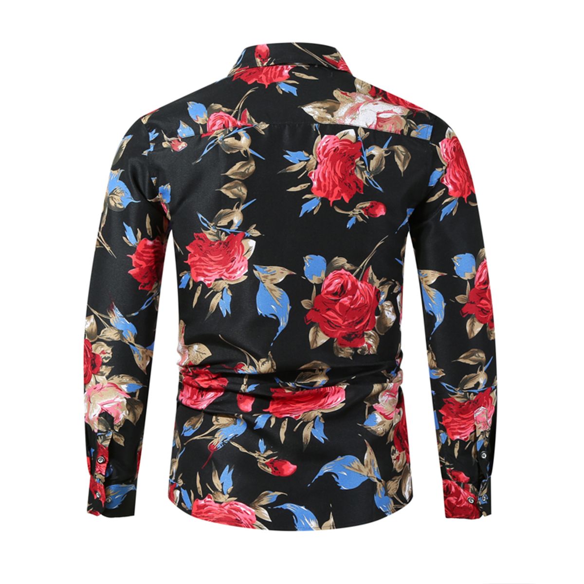 Men's Rose Print Long Sleeve Shirt Floral Print Casual Formal Dress Shirt — by Sandton Select — Fashion & Clothing — new product in South Africa