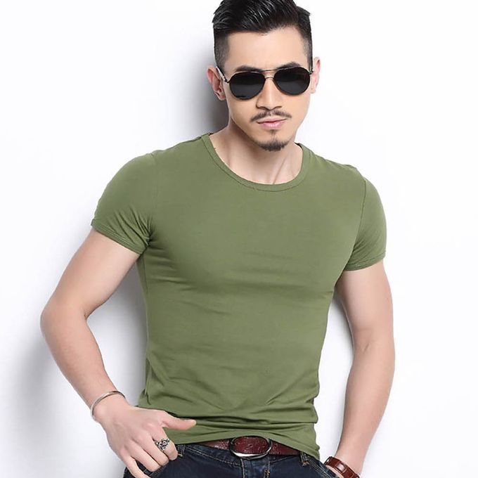 T Shirts For Men APEY Crew-Neck Slim Fit - White, Black, Grey, Army Green — by Seller — Fashion & Clothing — new product in South Africa