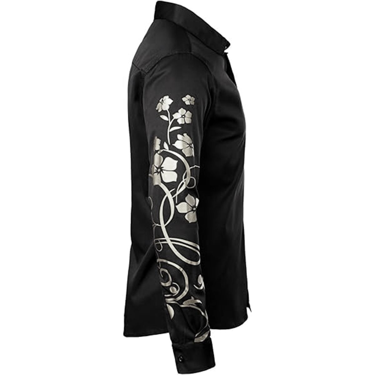 Floral Print Long Sleeve Dress Shirt Men Roll Neck Collar Polo Shirt — by Seller — Fashion & Clothing — new product in South Africa
