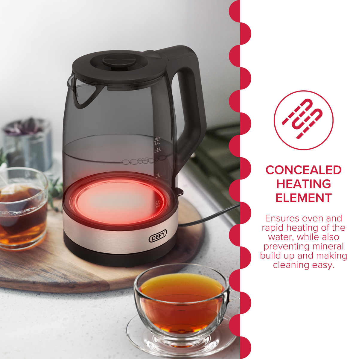 Defy WK5300G Tinted 1.7L Glass Kettle — by Seller — Home & Kitchen — new product in South Africa