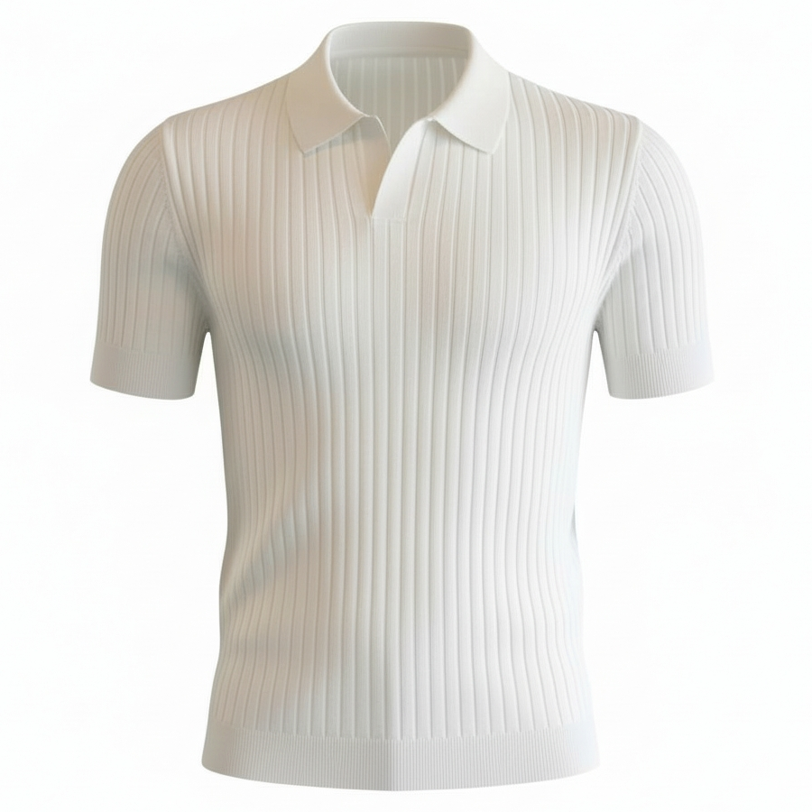 Men's Ribbed Knit Polo Shirt Old Money Knitted Golf Shirts For Men - White — by Seller — Fashion & Clothing — new product in South Africa